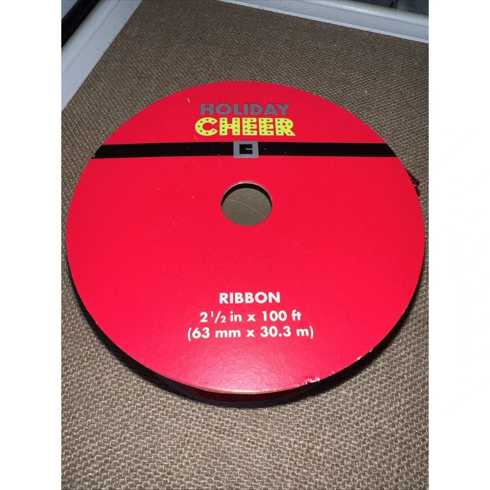 Jo-Ann Holiday Cheer Red Shiny Christmas Ribbon 2.5in x 100ft Wire-Edged RB08